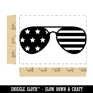 Patriotic Aviator Sunglasses American Flag Rectangle Rubber Stamp for Stamping Crafting