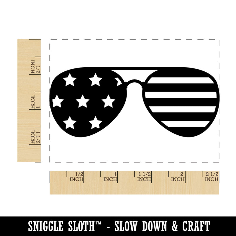 Patriotic Aviator Sunglasses American Flag Rectangle Rubber Stamp for Stamping Crafting