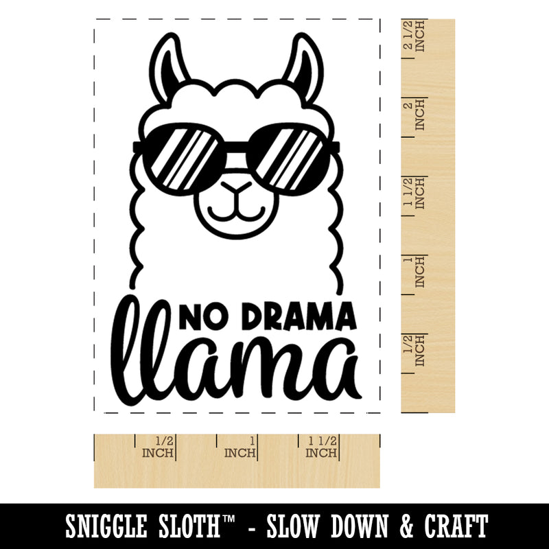 No Drama Llama Cool Sunglasses Rectangle Rubber Stamp for Stamping Crafting