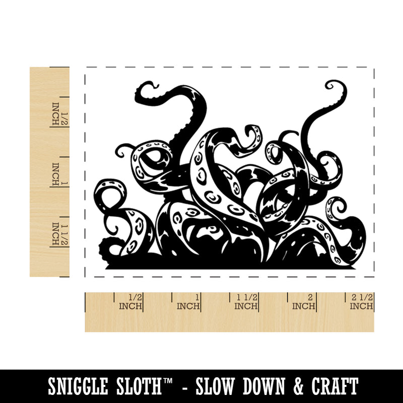Octopus Squid Tentacles Arms Suction Cups Sea Monster Rectangle Rubber Stamp for Stamping Crafting
