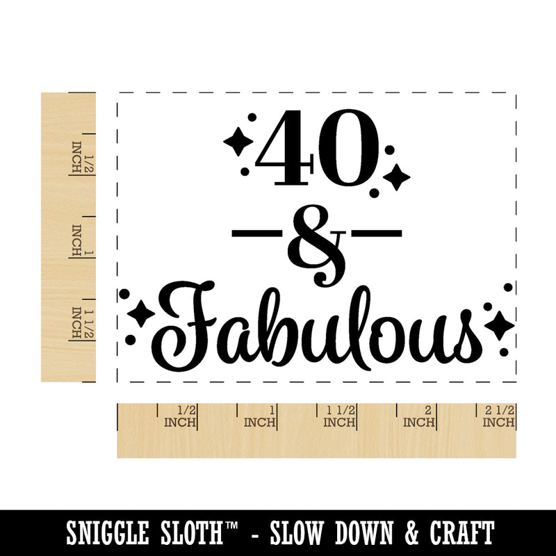 40 & Fabulous Birthday Celebration Rectangle Rubber Stamp for Stamping Crafting