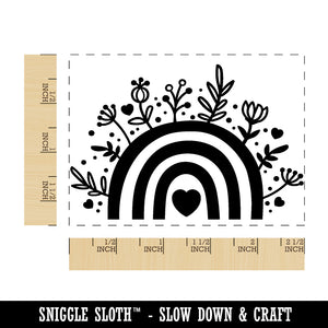 Bohemian Floral Rainbow Rectangle Rubber Stamp for Stamping Crafting