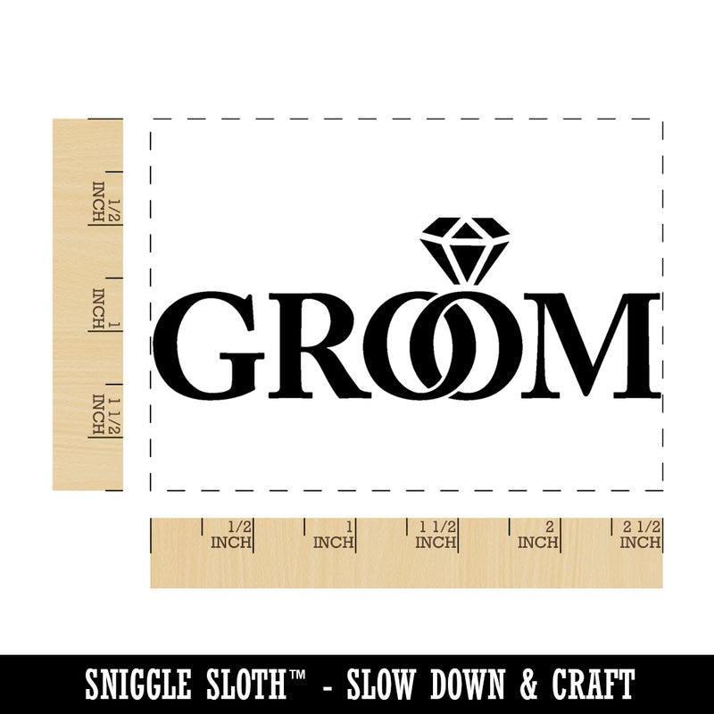 Groom Diamond Detail Wedding Love Rectangle Rubber Stamp for Stamping Crafting