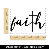 Inspirational Faith with Cross Christianity Hope Love Rectangle Rubber Stamp for Stamping Crafting