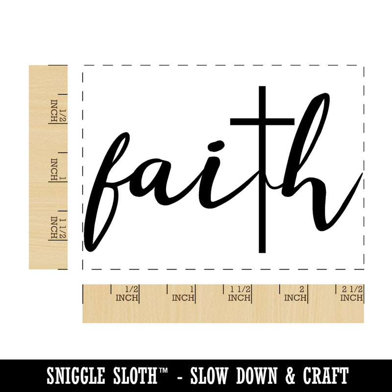 Inspirational Faith with Cross Christianity Hope Love Rectangle Rubber Stamp for Stamping Crafting