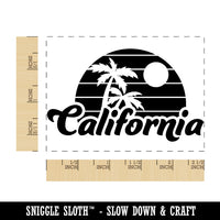 California Destination Tropical Sunset with Palm Trees Rectangle Rubber Stamp for Stamping Crafting