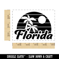 Florida Destination Tropical Sunset with Palm Trees Rectangle Rubber Stamp for Stamping Crafting