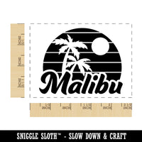 Malibu Destination Tropical Sunset with Palm Trees Rectangle Rubber Stamp for Stamping Crafting