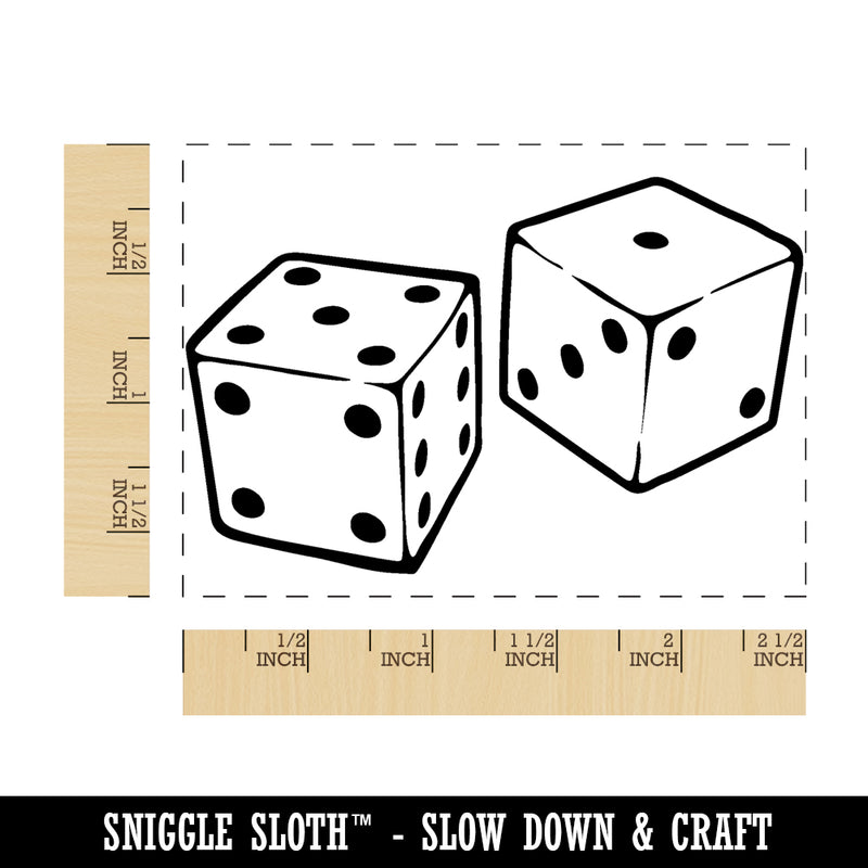 Pair of Gaming Dice Rectangle Rubber Stamp for Stamping Crafting