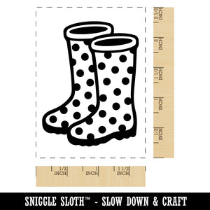 Polka Dot Rain Boots Rectangle Rubber Stamp for Stamping Crafting