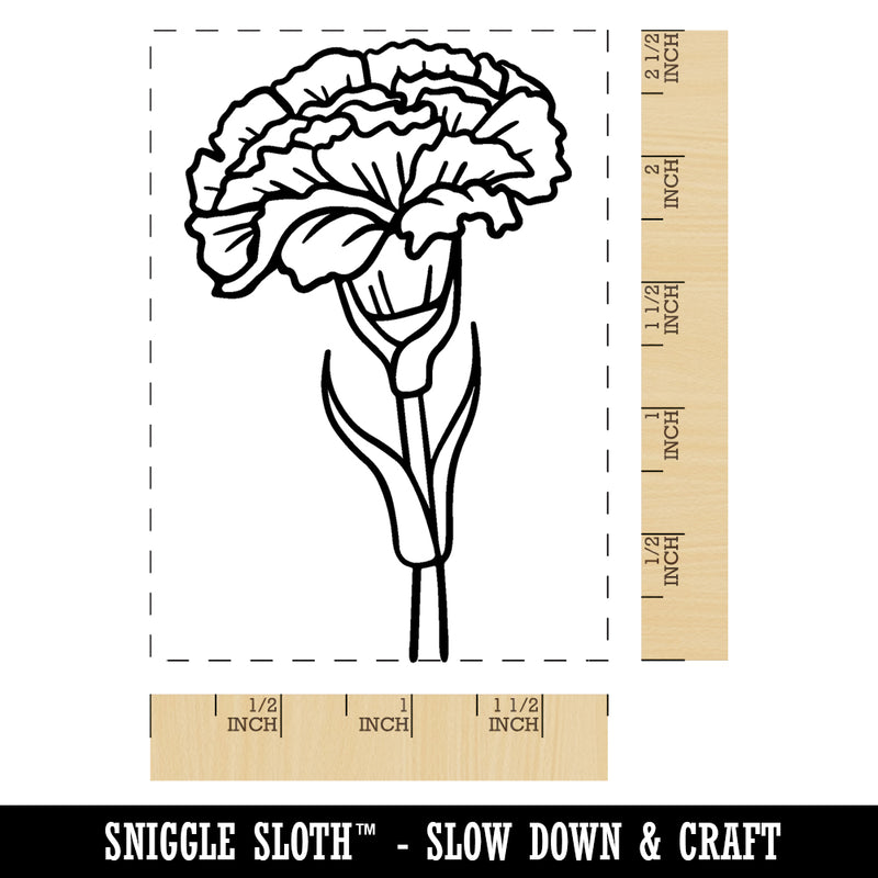 Carnation Flower Rectangle Rubber Stamp for Stamping Crafting