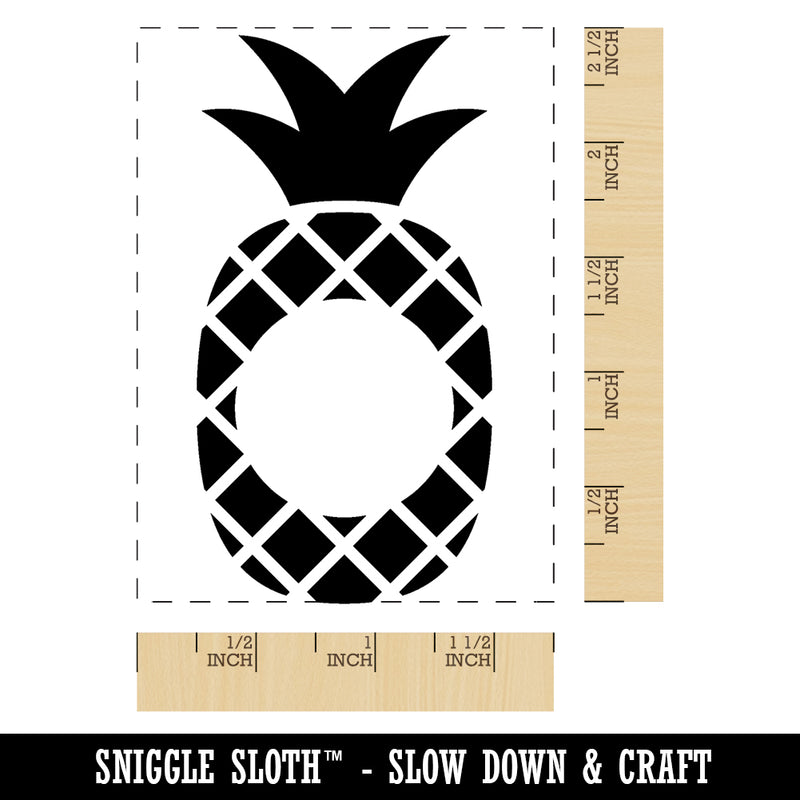 Pineapple Silhouette Circle Initial Monogram Rectangle Rubber Stamp for Stamping Crafting