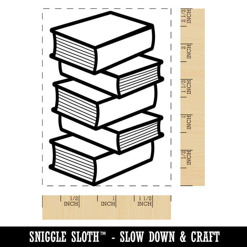 Book Tracker Stack of Books Rectangle Rubber Stamp for Stamping Crafting