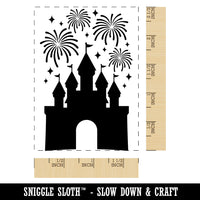 Fairytale Castle Fireworks Rectangle Rubber Stamp for Stamping Crafting