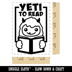 Yeti to Read with Book Rectangle Rubber Stamp for Stamping Crafting