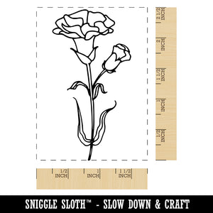 Hand Drawn Carnation Flower Rectangle Rubber Stamp for Stamping Crafting