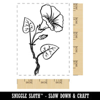 Hand Drawn Morning Glory Flower Rectangle Rubber Stamp for Stamping Crafting