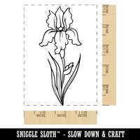 Hand Drawn Violet Iris Flower Rectangle Rubber Stamp for Stamping Crafting