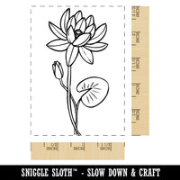 Hand Drawn Water Lily Flower Rectangle Rubber Stamp for Stamping Crafting