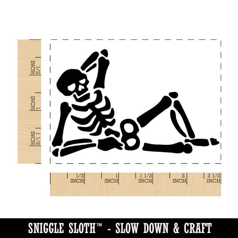 Funny Skeleton in Seductive Recline Pose Rectangle Rubber Stamp for Stamping Crafting