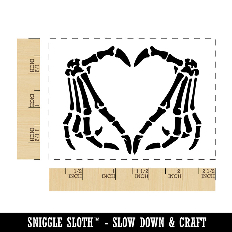 Skeleton Bone Hands Making Heart Rectangle Rubber Stamp for Stamping Crafting