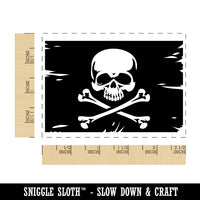 Skull and Crossbones Tattered Pirate Flag Jolly Roger Rectangle Rubber Stamp for Stamping Crafting