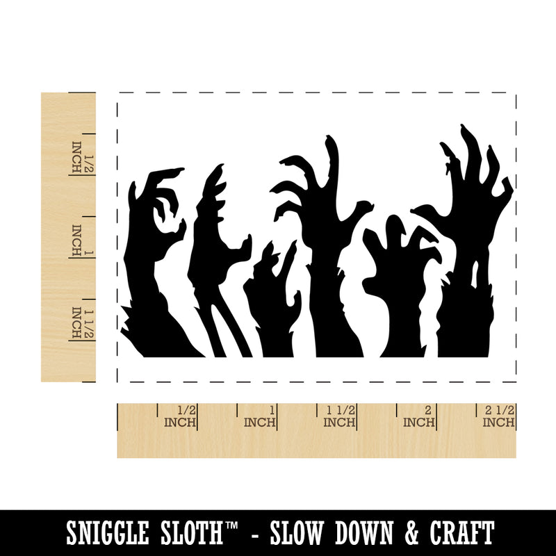 Zombie Hands Monsters Halloween Rectangle Rubber Stamp for Stamping Crafting
