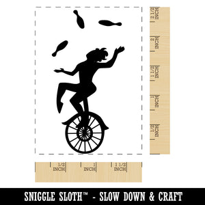 Circus Carnival Acrobat Juggling on Unicycle Rectangle Rubber Stamp for Stamping Crafting