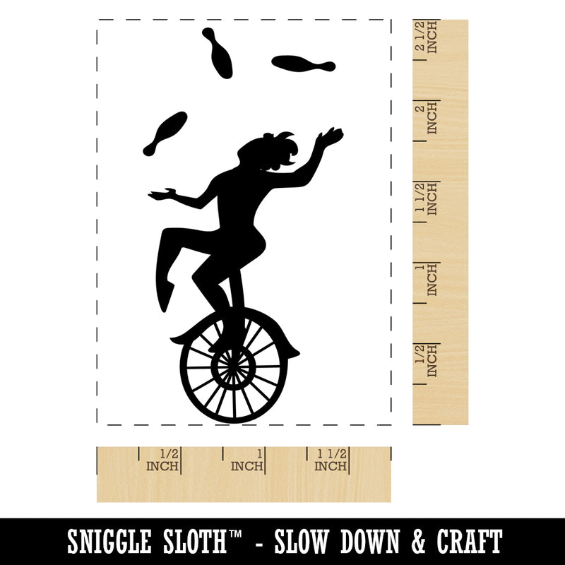 Circus Carnival Acrobat Juggling on Unicycle Rectangle Rubber Stamp for Stamping Crafting