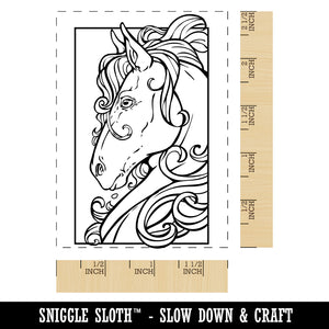 Elegant Horse Portrait Rectangle Rubber Stamp for Stamping Crafting
