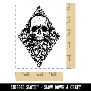 Floral Skull Damask Diamond Wallpaper Pattern Rectangle Rubber Stamp for Stamping Crafting