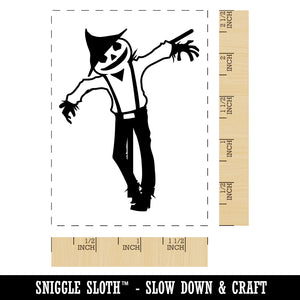 Jack-O-Lantern Scarecrow Pumpkin Halloween Rectangle Rubber Stamp for Stamping Crafting