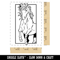 Majestic Horse Leaping Out of Frame Rectangle Rubber Stamp for Stamping Crafting