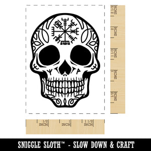 Norse Viking Rune Skull Rectangle Rubber Stamp for Stamping Crafting