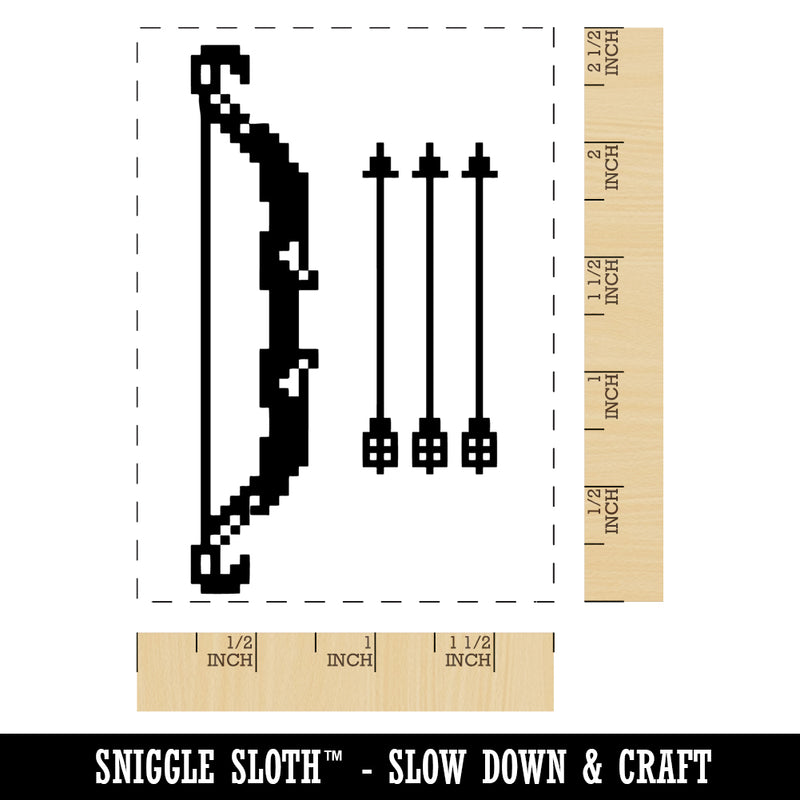 Pixel Bow and Arrow RPG Ranger Archer Weapon Rectangle Rubber Stamp for Stamping Crafting