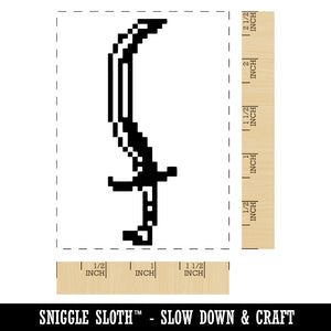 Pixel Curved Sword Scimitar Blade RPG Weapon Rectangle Rubber Stamp for Stamping Crafting