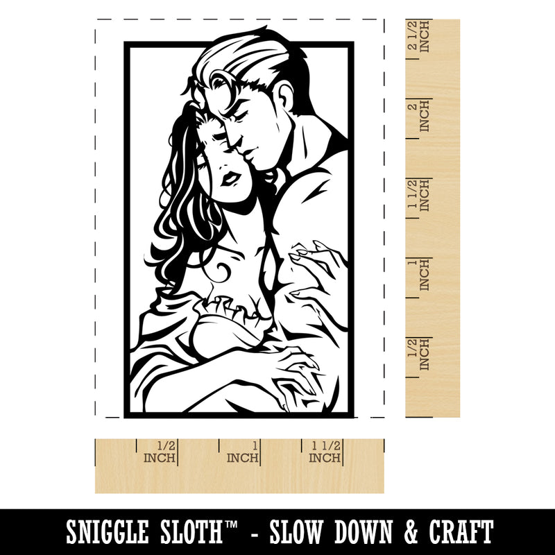 Romantic Couple Embrace Hug Lovers Rectangle Rubber Stamp for Stamping Crafting