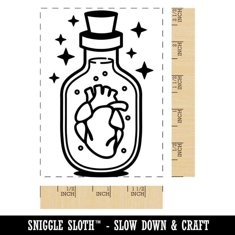 Heart in Bottle Rectangle Rubber Stamp for Stamping Crafting