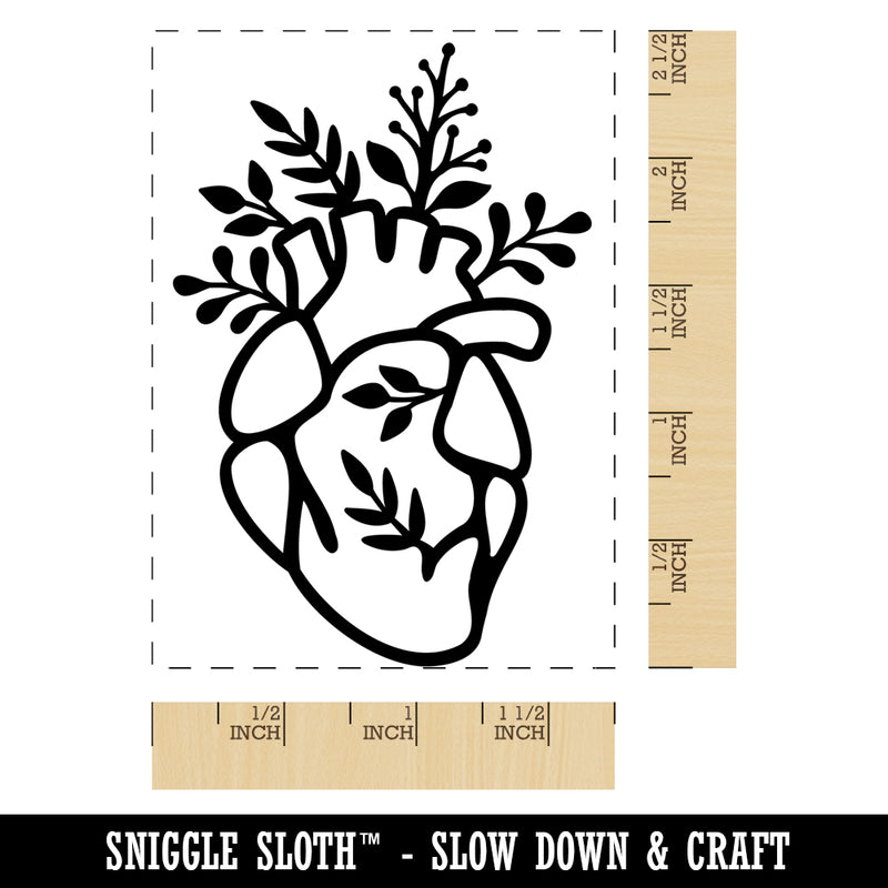 Magic Heart Plants Foliage Rectangle Rubber Stamp for Stamping Crafting