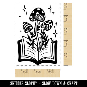 Magical Book Mushrooms Ferns Rectangle Rubber Stamp for Stamping Crafting