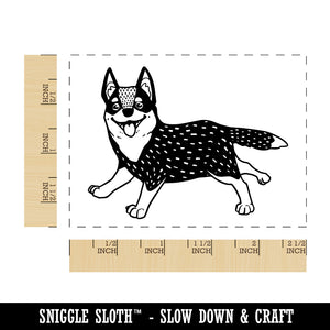 Cartoon Australian Cattle Dog Rectangle Rubber Stamp for Stamping Crafting