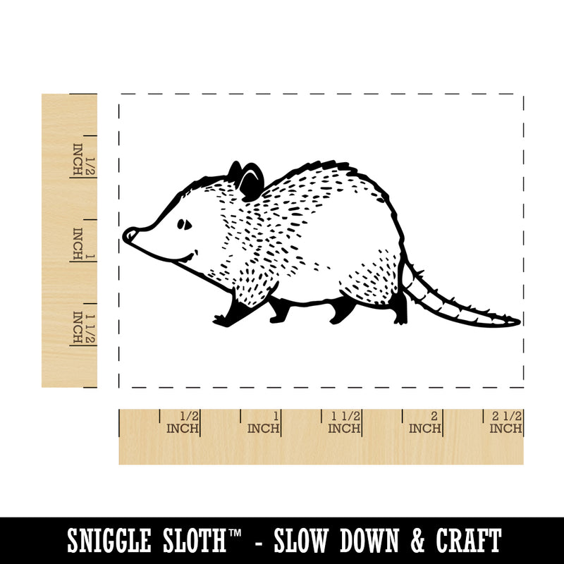 Cute Chubby Opossum Walking Rectangle Rubber Stamp for Stamping Crafting