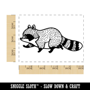 Cute Chubby Raccoon Walking Rectangle Rubber Stamp for Stamping Crafting