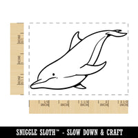 Diving Bottlenose Dolphin Rectangle Rubber Stamp for Stamping Crafting