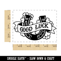 Good Luck Horseshoe with Clovers Rectangle Rubber Stamp for Stamping Crafting