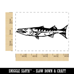 Great Barracuda Toothy Fish Rectangle Rubber Stamp for Stamping Crafting