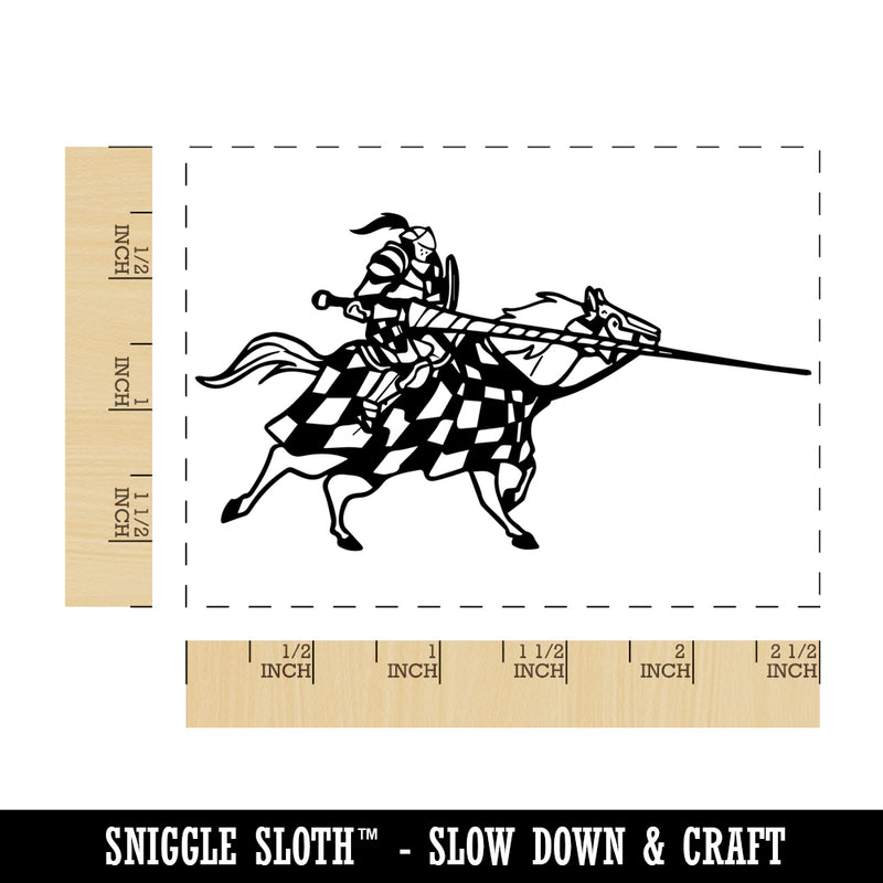 Joust Noble Knight Checkered Horse Rectangle Rubber Stamp for Stamping Crafting