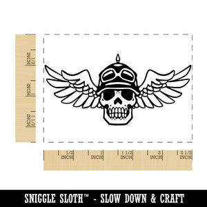 Motorcycle Biker Skull Helmet Wings Rectangle Rubber Stamp for Stamping Crafting