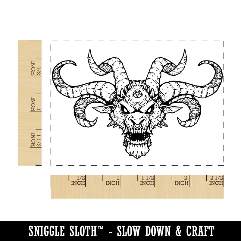 Satan Devil Monster Horns Rectangle Rubber Stamp for Stamping Crafting