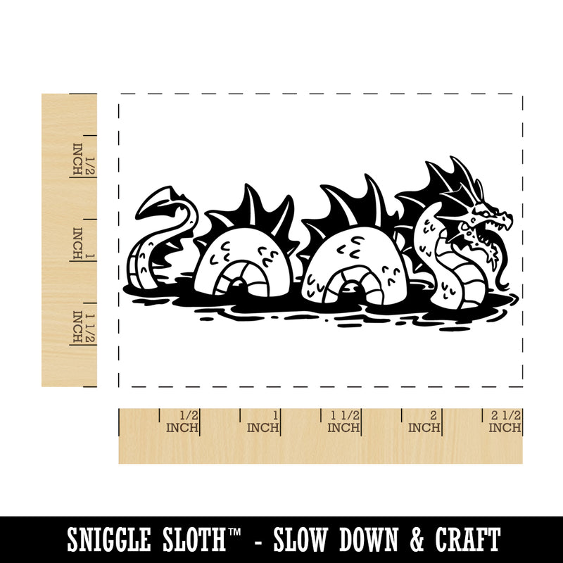 Sea Serpent Dragon Mythological Creature Rectangle Rubber Stamp for Stamping Crafting